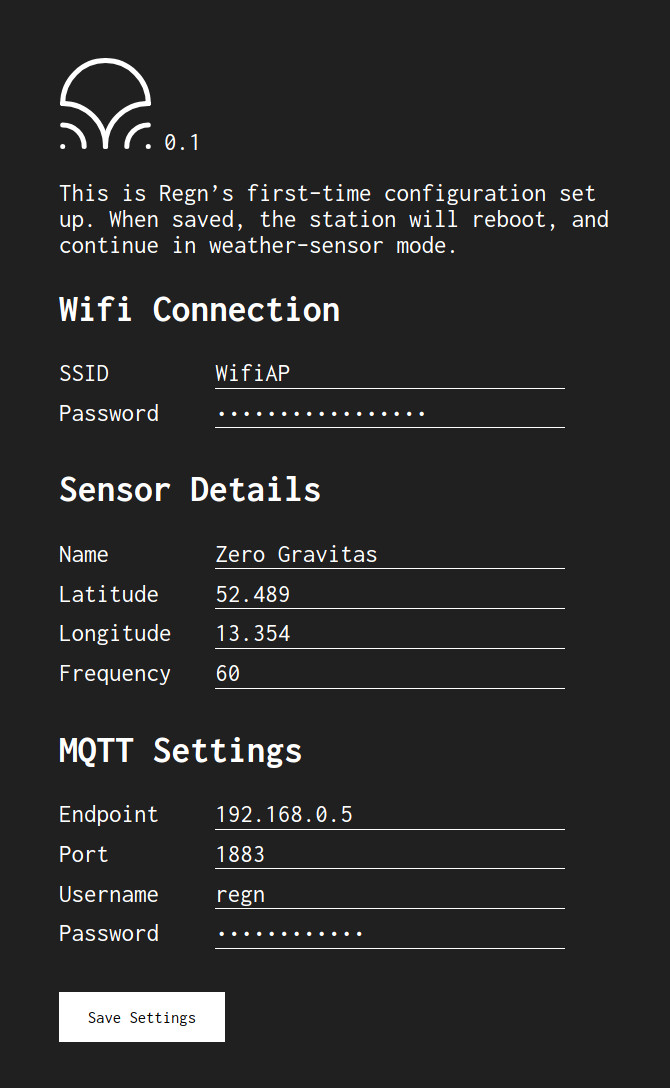 Regn's first time boot configuration